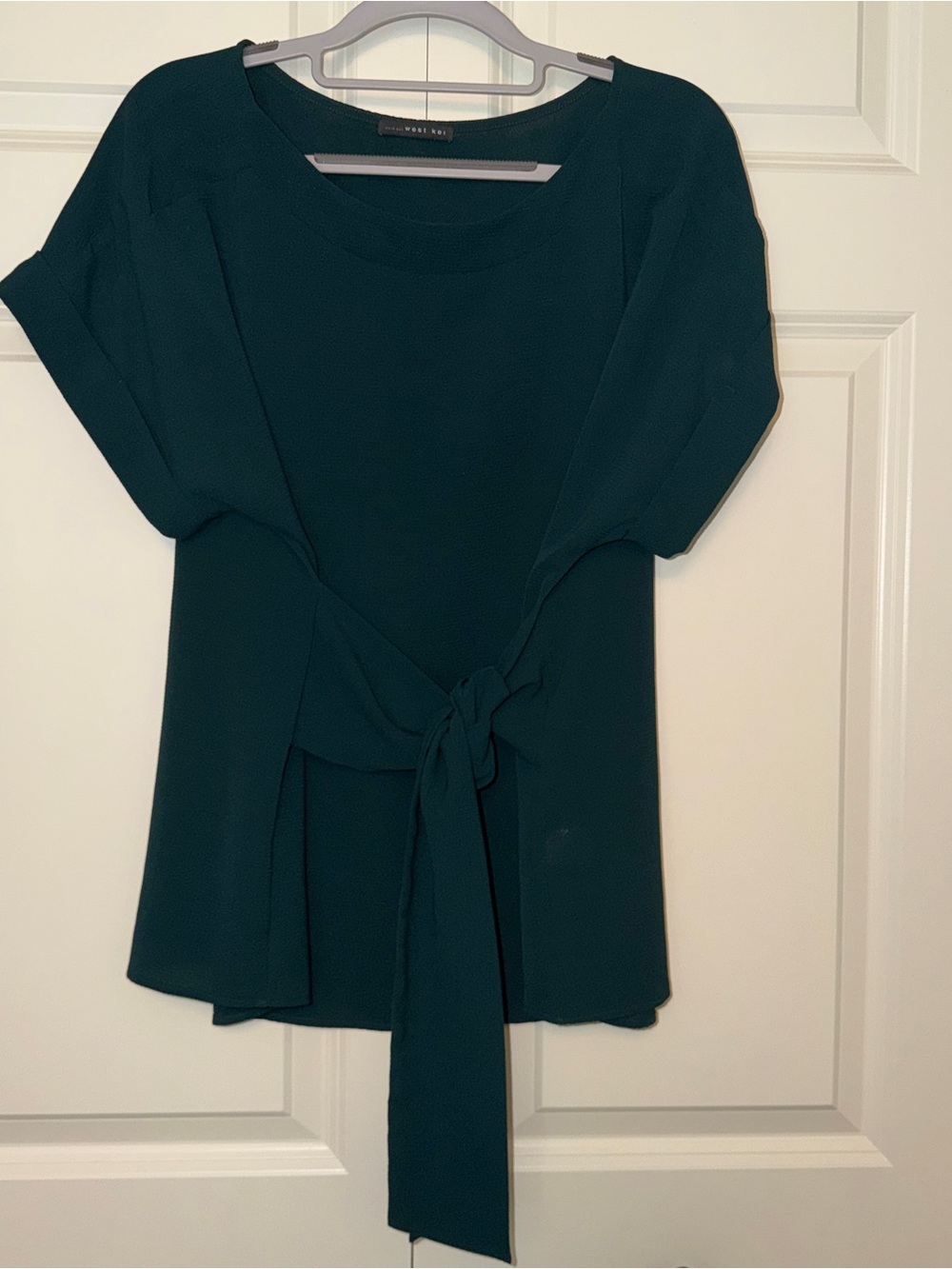 West Kei Dark Teal Tie-Front Blouse